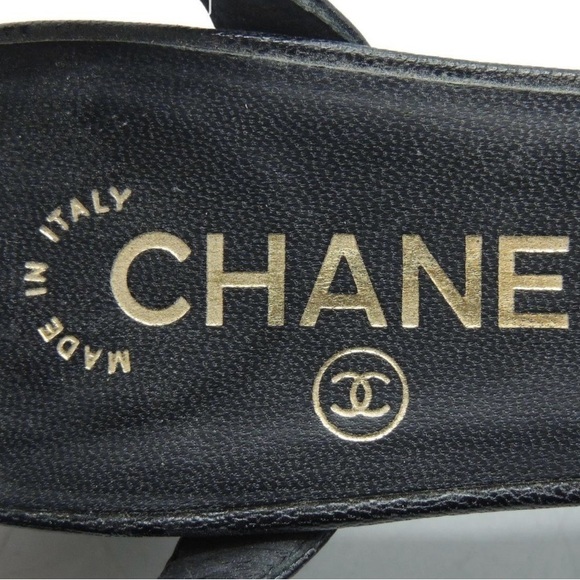 Chanel Black CC Goatskin Cap Toe Low Pumps 38.5 - Picture 3 of 10